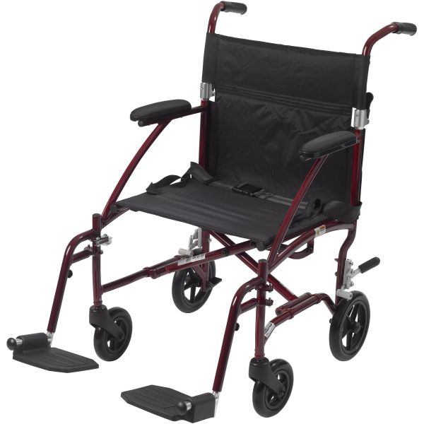 Drive Medical Fly-Lite Aluminum Transport Chair - Red