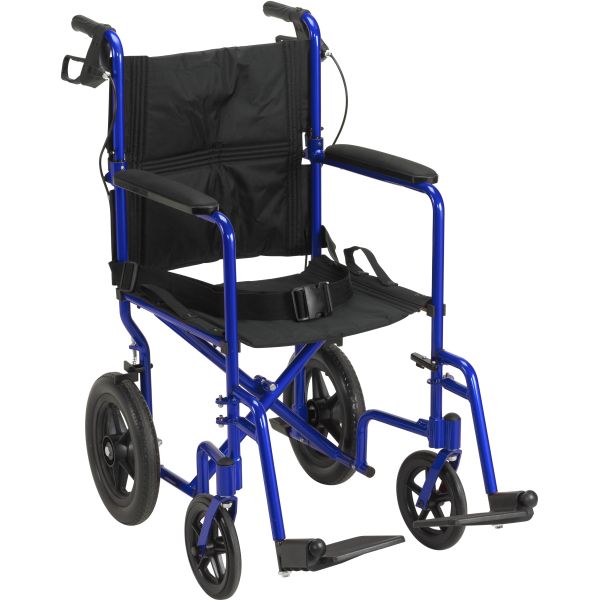 Drive Medical Lightweight Expedition Aluminum Transport Chair - Blue