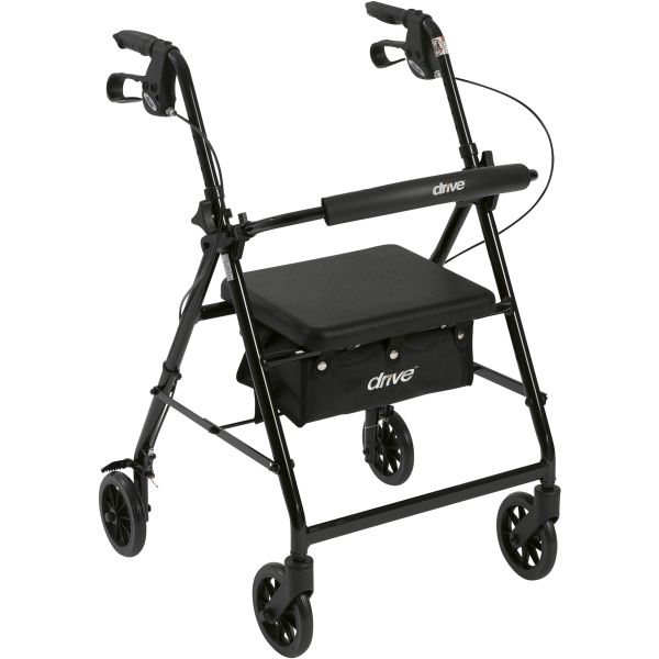Drive Aluminum Rollator with 6″ Casters and Fold Up Removable Back Support - Black