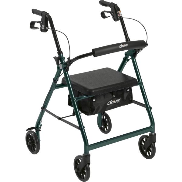 Drive Aluminum Rollator with 6″ Casters and Fold Up Removable Back Support - Green