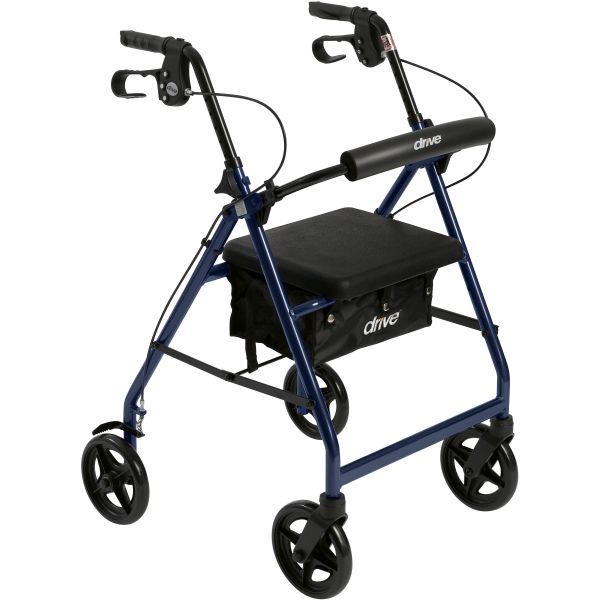 Drive Medical Aluminum Rollator with 7.5″ and Fold Up Removable Back Support - Blue