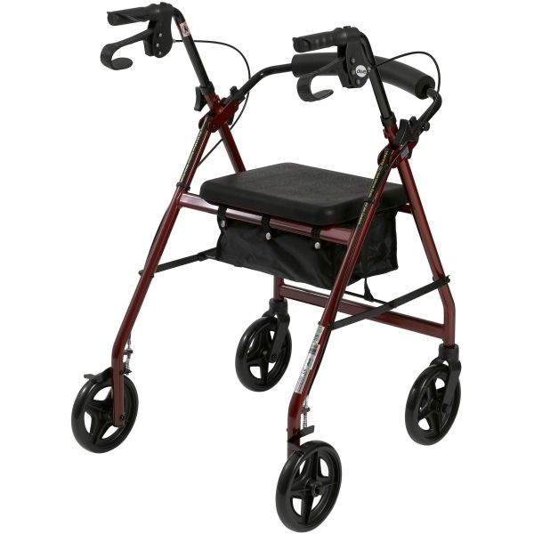 Drive Medical Aluminum Rollator with 7.5″ and Fold Up Removable Back Support