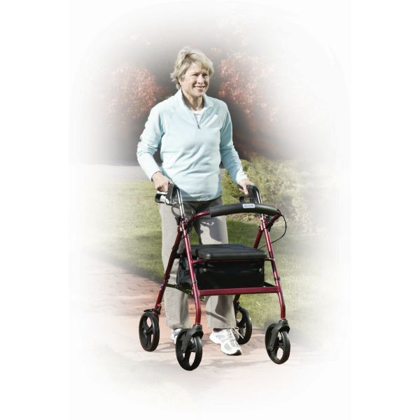 Drive Medical Aluminum Rollator with 7.5″ and Fold Up Removable Back Support