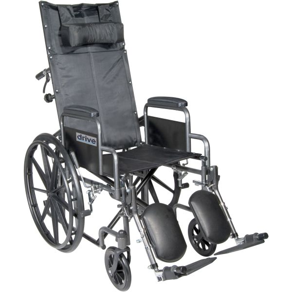 Drive Medical Silver Sport Full-Reclining Wheelchair (Detachable Desk Arm)