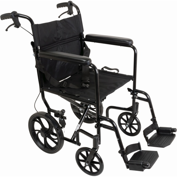 ProBasics Aluminum Transport Chair with 12″ Wheels [TCA191612BK]