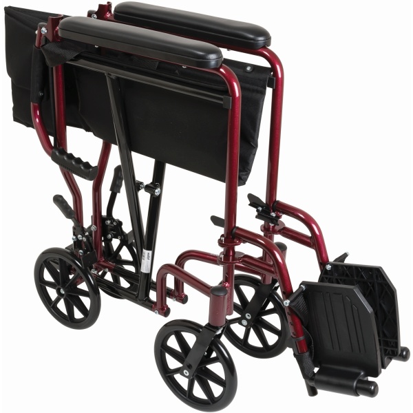 ProBasics Aluminum Transport Wheelchair with Footrests - Burgundy [TCA1916BG]