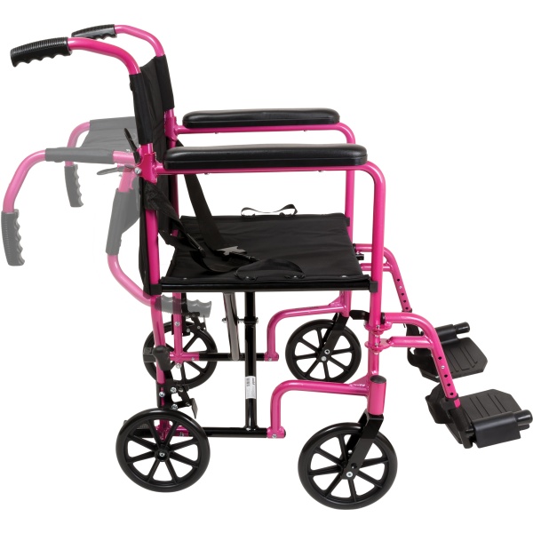 ProBasics Aluminum Transport Wheelchair with Footrests - Pink [TCA1916PK]