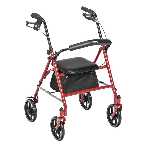 Drive Durable 4 Wheel Rollator with 7.5″ Casters - Red