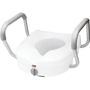 Carex E-Z Lock Raised Toilet Seat With Adjustable Armrests