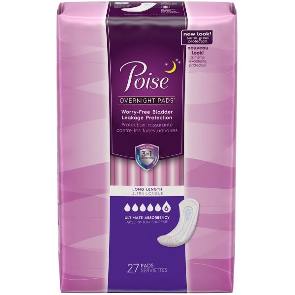 Buy Poise Overnight Incontinence Pads, Ultimate Absorbency, 75% Wider Back,  2 Packs of 24 Pads, 48 Count Total Online at Low Prices in India 