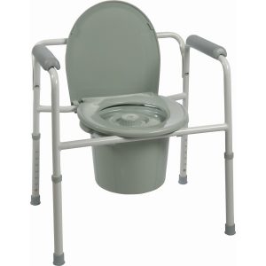 ProBasics Three-in-One Steel Commode With Plastic Armrests