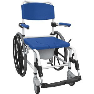 Aluminum Rehab Shower Commode with 24″ Rear Wheels