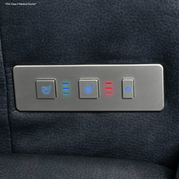 PLR4955 Ultra massage button closeup_LEDs On PLR4955 Ultra massage button closeup_LEDs On